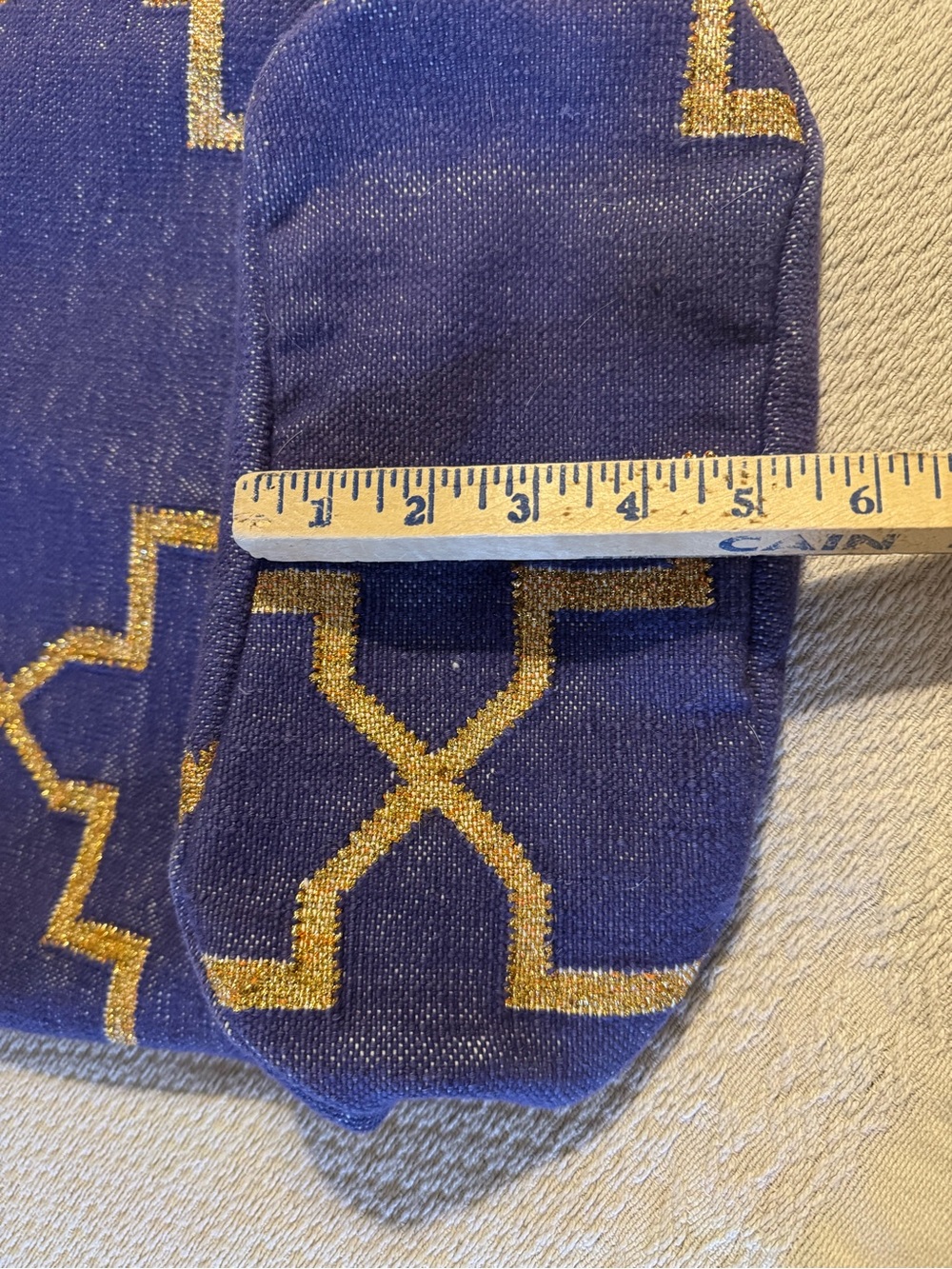Sapana Tote Bag with Geometric Gold Pattern - Purple Woven - Picture 9 of 9